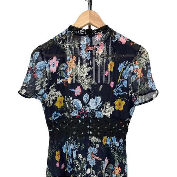 Foxiedox Juniper Floral High Neck Mini Dress size XS Lace Inset - Picture 8 of 14